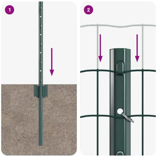  Kerítés oszlopokkal Zöld 0,6 x 25 m Acél és PVC