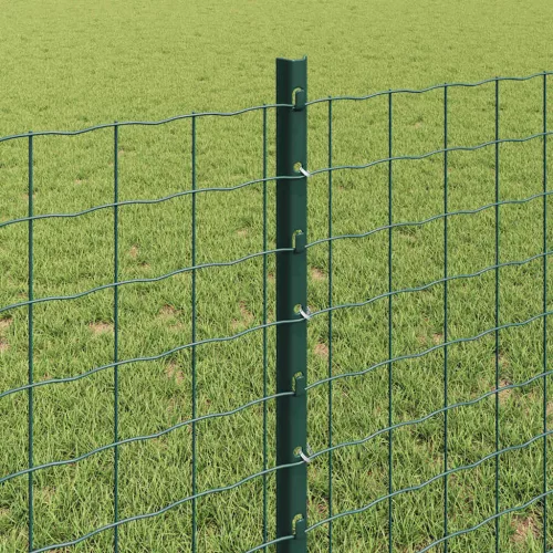  Kerítés oszlopokkal Zöld 0,8 x 25 m Acél és PVC