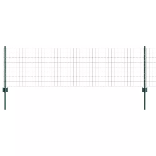  Kerítés oszlopokkal Zöld 0,6 x 25 m Acél és PVC