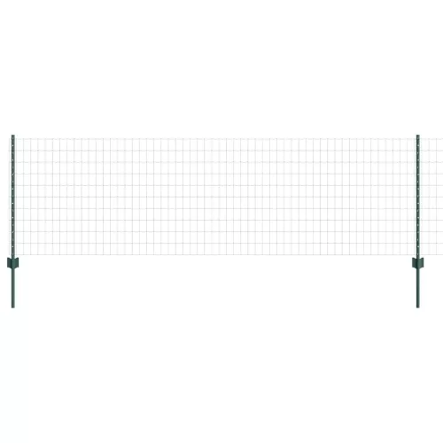  Kerítés oszlopokkal Zöld 0,8 x 25 m Acél és PVC
