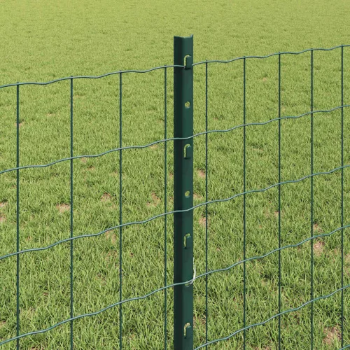  Kerítés oszlopokkal Zöld 0,8 x 25 m Acél és PVC