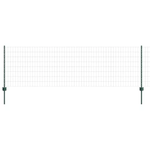  Kerítés oszlopokkal Zöld 0,8 x 25 m Acél és PVC