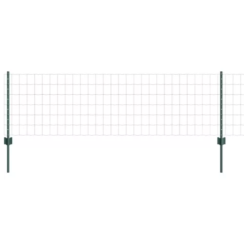  Kerítés oszlopokkal Zöld 0,6 x 25 m Acél és PVC