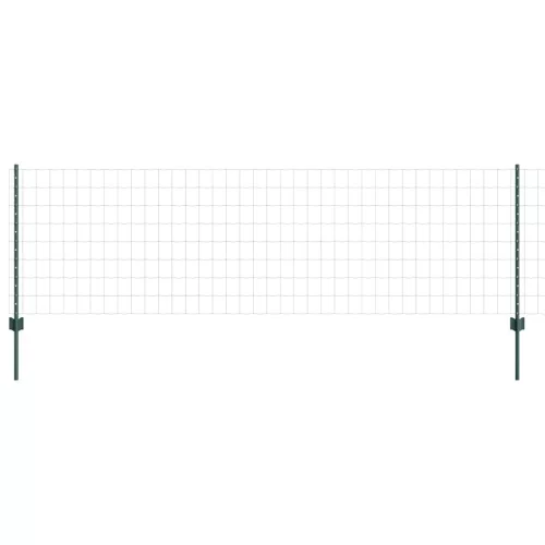  Kerítés oszlopokkal Zöld 0,8 x 25 m Acél és PVC