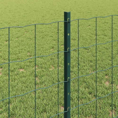  Kerítés oszlopokkal Zöld 0,8 x 25 m Acél és PVC