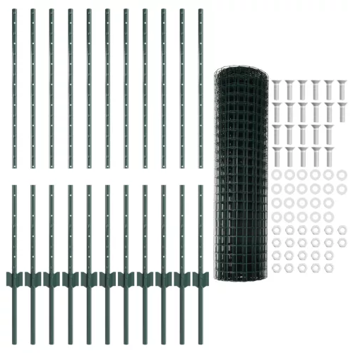  Kertkerítés Szett 2 db-os Zöld Acél 25 x 1 m Tartós