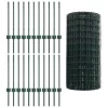  Kerítés oszlopokkal Zöld 0,6 x 50 m Acél és PVC