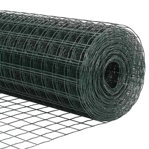  Kerítés oszlopokkal Zöld 0,6 x 50 m Acél és PVC