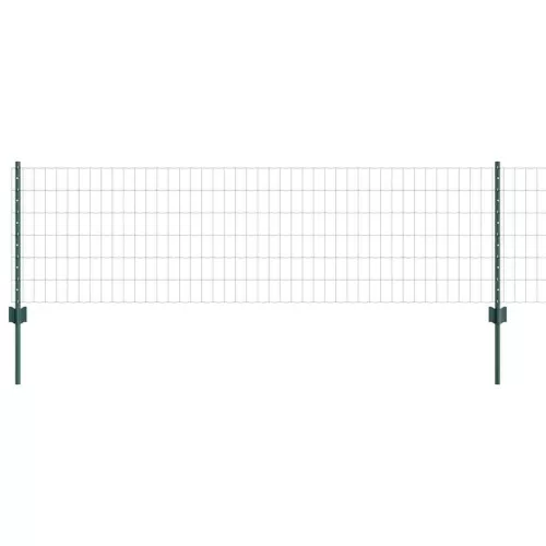  Kerítés oszlopokkal Zöld 0,6 x 50 m Acél és PVC