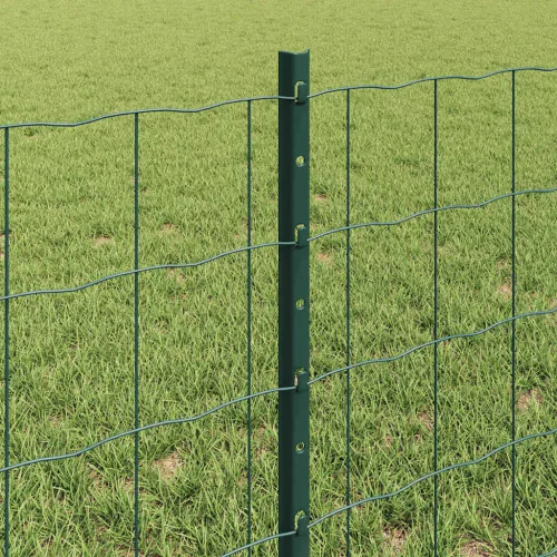  Kerítés oszlopokkal Zöld 0,6 x 50 m Acél és PVC