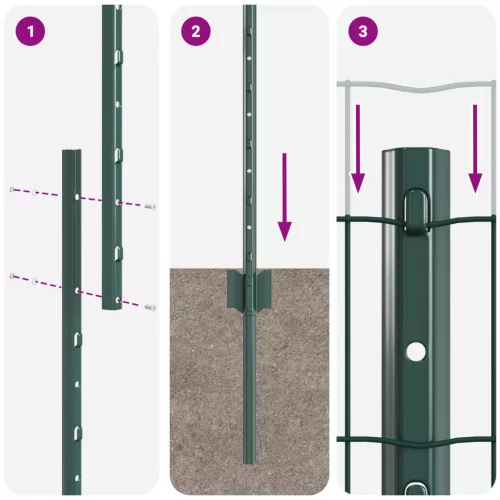  Kerti Kerítés Szett 2 db Zöld Fém 10 x 1.5 m Tartós