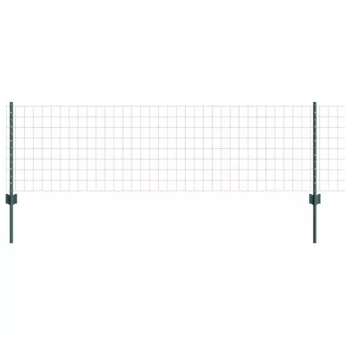  Kerítés oszlopokkal Zöld 0,6 x 25 m Acél és PVC