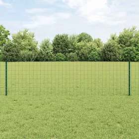  Kerítés oszlopokkal Zöld 0,6 x 50 m Acél és PVC