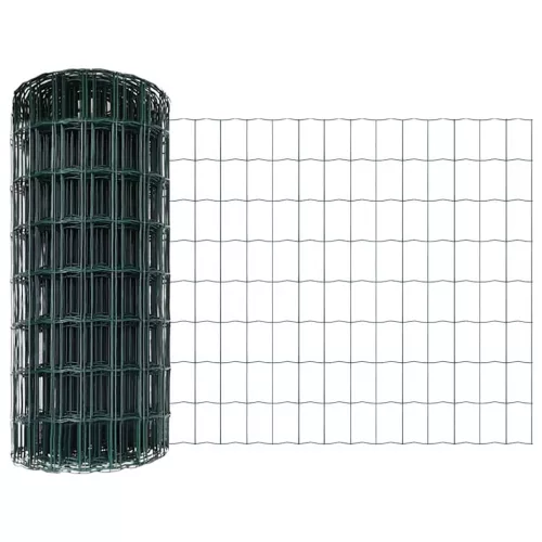  Kerítés oszlopokkal Zöld 0,6 x 50 m Acél és PVC