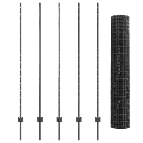  Euro Kerítés 10 U Oszloppal Szürke 1,6x10 m Acél