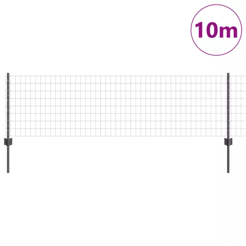 Euro Kerítés 5 U-oszlopos Szürke 0,6x10 m Acél