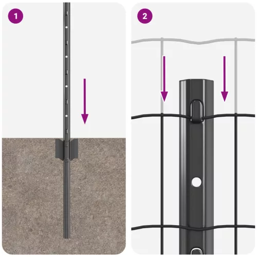  Euro Kerítés 5 U-oszlopos Szürke 0,6x10 m Acél