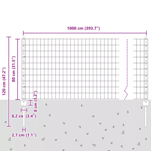  Szürke Európai Kerítés 5 U Oszloppal 0.8x10 m