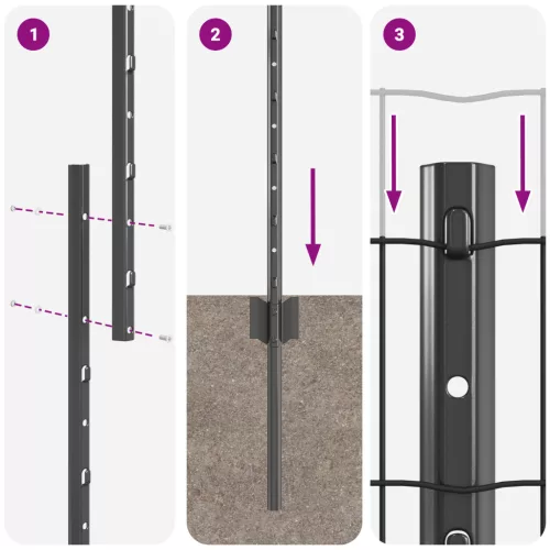  Európai Kerítés 10 U Oszloppal Szürke 1.5x10 m Acél