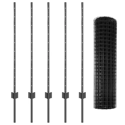  Kertkerítés Készlet 2 db Szürke Porszórt Acél 10 x 1 m Tartós