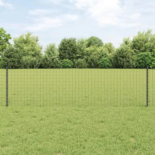  Kerítés oszlopokkal Szürke 0,6 x 25 m Acél és PVC