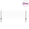  Kerítés oszlopokkal Szürke 0,6 x 25 m Acél és PVC