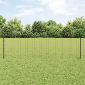  Kerítés oszlopokkal Szürke 0,6 x 50 m Acél és PVC