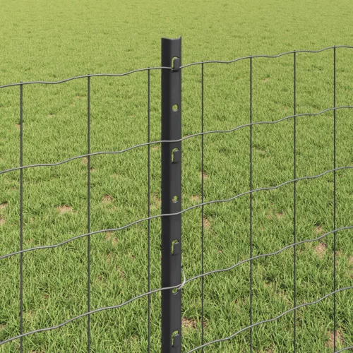  Kerítés oszlopokkal Szürke 0,8 x 25 m Acél