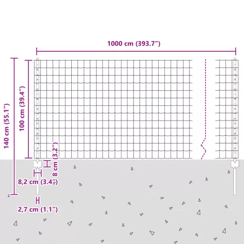  Euro Kerítés 10 U Oszloppal Ezüst 1x10 m Acél