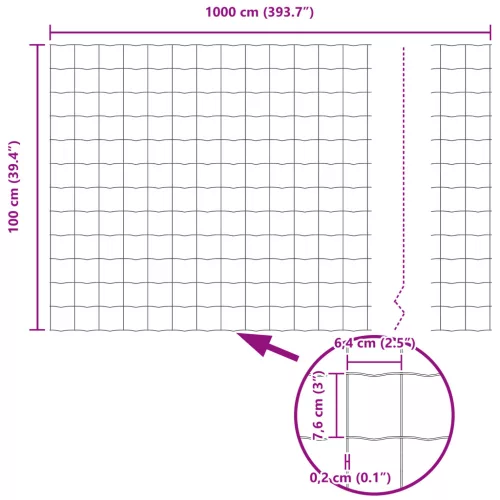 Euro Kerítés 10 U Oszloppal Ezüst 1x10 m Acél