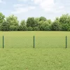  Láncos Kerítés 10 U Oszloppal Zöld 0.4x10 m Acél