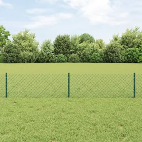  Láncos Kerítés 10 U Oszloppal Zöld 0.4x10 m Acél