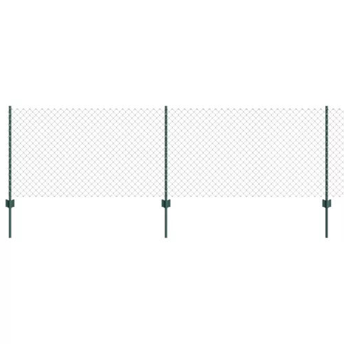  Láncos Kerítés 10 U Oszloppal Zöld 0.8x10 m Acél