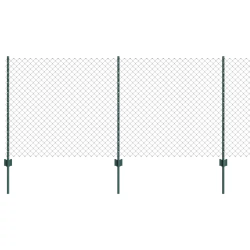  lánc link kerítés 10 U poszttal Zöld 1x10 m acél