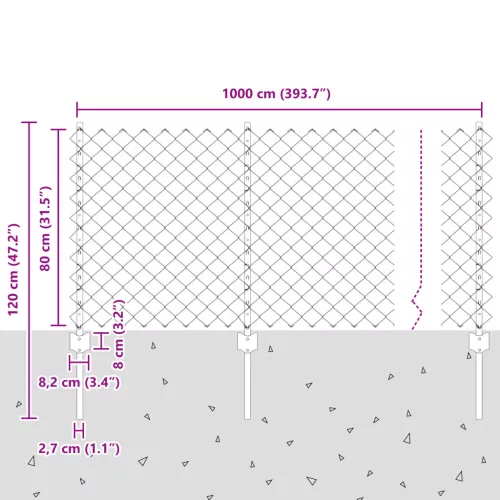  Láncos Kerítés 10 db U Poszttal Zöld 0.8x10 m Acél