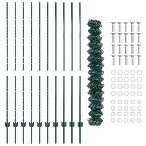  Láncos Kerítés 10 U Poszttal Zöld 1.6x10 m Acél