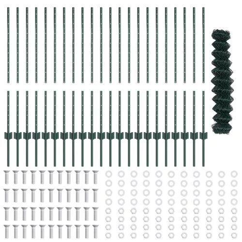  Kerítés Háló 22 U Oszloppal Zöld 1x25 m Acél