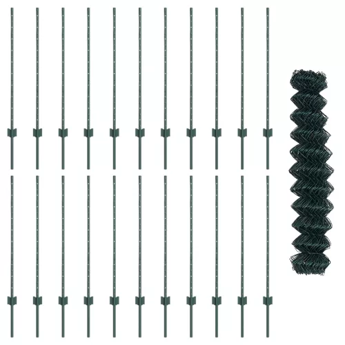  Kerítés Háló 22 U Oszloppal Zöld 1x25 m Acél