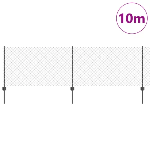  Láncszem Kerítés 10 U poszttal Szürke 0.8x10 m Acél