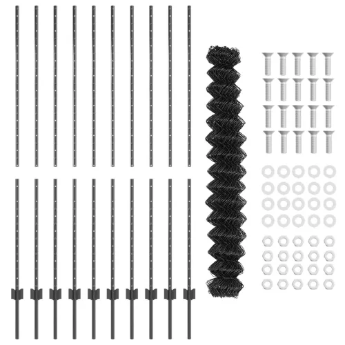  lánckerítés 20 U poszttal Szürke 1.6x10 m Acél