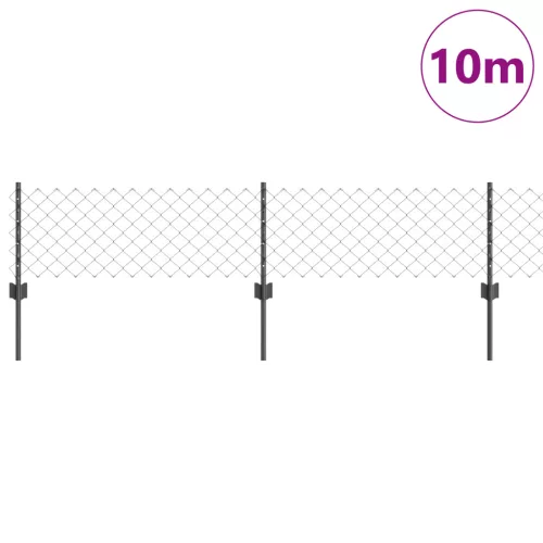  Szalagkerítés 10 U Oszloppal Szürke 0.4x10 m Acél