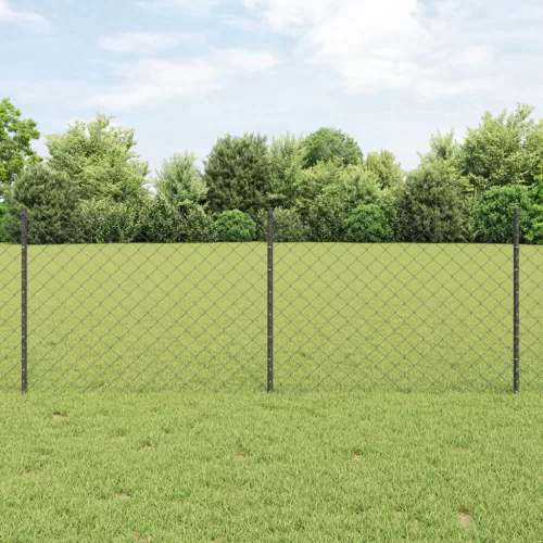  Láncos Kerítés 10 U Poszttal Szürke 0.8x10 m Acél