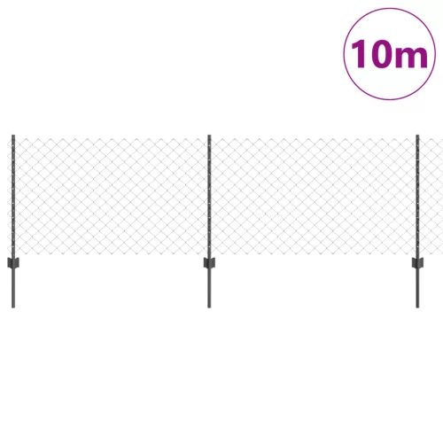  Láncos Kerítés 10 U Poszttal Szürke 0.8x10 m Acél