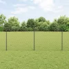  lánckerítés 20 U oszloppal Szürke 1x10 m acél