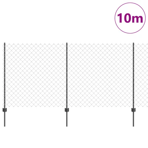  Lánc Link Kerítés 20 U Oszloppal Szürke 1.2x10 m Acél