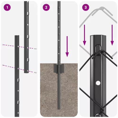  Lánc Kerítés 20 U Poszttal Szürke 1.6x10 m Acél