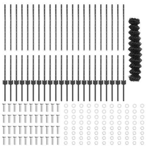  Láncszemes Kerítés 44 U oszloppal Szürke 1x25 m Acél