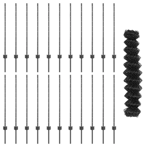  Láncszemes Kerítés 44 U oszloppal Szürke 1x25 m Acél