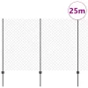  Lánckerítés 44 U oszloppal Szürke 1.6x25 m Acél