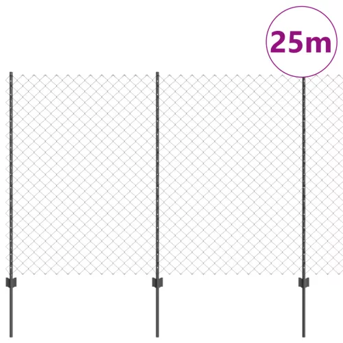  Lánckerítés 44 U oszloppal Szürke 1.6x25 m Acél